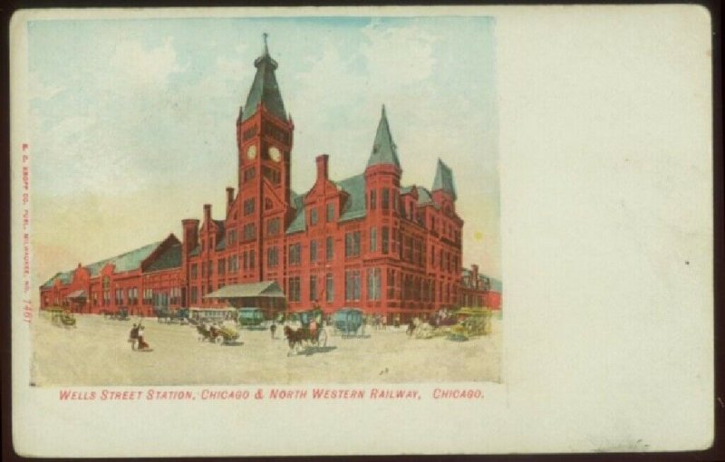 CHICAGO IL WELLS STREET STATION CHICAGO & NORTHWESTERN RAILWAY POSTCARD 081621   