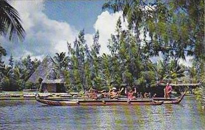 Hawaii Samoan Ladies Performing With Chief in the Pagent of The Long Canoes