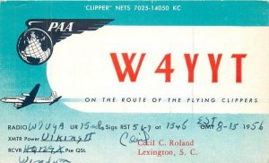 South Carolina Lexington W4YYT QSL Radio 1956 Pan American Postcard 22-8649