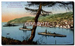 Old Postcard Villefranche La Rade And & # 39Escadre Charter