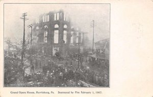 Harrisburg Pennsylvania Grand Opera House, Destroyed By Fire 1907 PC U5219