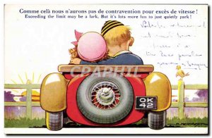 Postcard Old Automobile Children