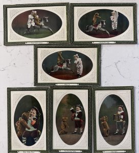 1910s Little Boy Clown Teddy Bear Embossed Postcard Lot Britain National Series