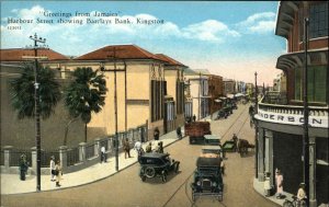 KINGSTON JAMAICA Harbour Street Scene OLD CARS c1910 Postcard