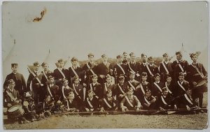 UK Boys Brigade RPPC 1905 Liverpool to Newcastle On Tyne Real Photo Postcard Z18