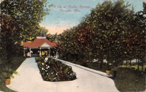 NEVADA MISSOURI WALK AT RADIO SPRINGS PARK-TROLLEY DEPOT~S H KRESS POSTCARD 1914