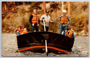 President~Jimmy Carter & Family In Boat On Idaho Snake River~Vintage Postcard