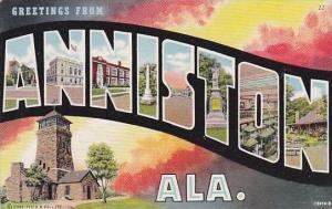 Alabama Anniston Greetings From Large Letter Linen