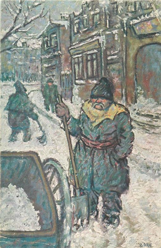 Romanian street cleaner job by B`Arg Marvan collection Bucharest early postcard