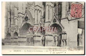 Old Postcard Bourges Cathedrale Gates