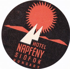 Hungary Siofok Hotel Napfeny Vintage Luggage Label sk3843