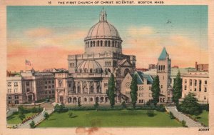 Boston MA-Massachusetts, 1942 First Church Of Christ Scientist Vintage Postcard