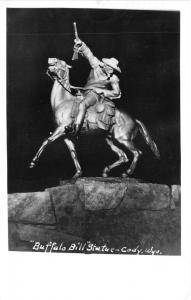 Cody Wyoming~Buffalo Bill Statue~Mailed 1952~Real Photo Postcard