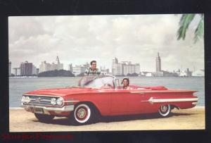 1960 CHEVROLET IMPALA CONVERTIBLE '60 CHEVY CAR DEALER ADVERTISING POSTCARD