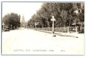 c1920's Capitol Avenue Park State Building Cheyenne WY RPPC Photo Postcard