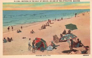 Vintage Postcard Bathing Gulf Of Mexico Attractive Beaches Panama City Florida