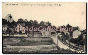 Old Postcard Champagne Panoramic View Of I'Entree De La Rue D'Aire