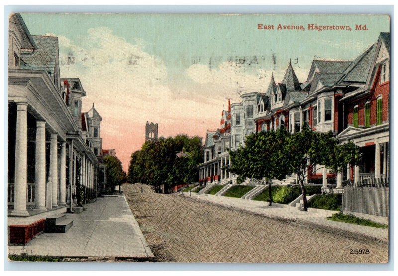 1912 Scene at East Avenue Hagerstown Maryland MD Antique Posted Postcard