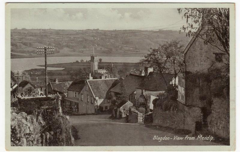 Somerset; Blagdon, View From Mendip PPC, 1938 PMK, To Miss Hicks, Perry Bar