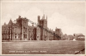 Queen's University & War Memorial Belfast Ireland Postcard PC215