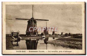 Netherlands Old Postcard Schermeer Polder near the mills of & # 39Alkmaar