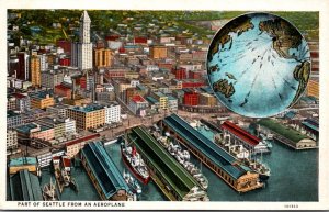 Washington Seattle Partial View Seen From An Aeroplane Curteich