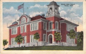 Early View, North Side School, Flag, Tulsa , Ok, Old Postcard