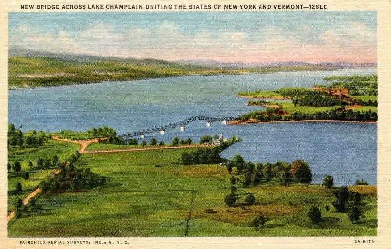 VT - Lake Champlain. Bridge between New York and Vermont