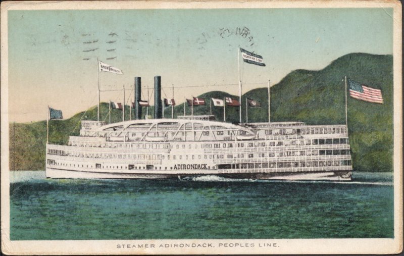 Paddle Boat Steamer Adirondack - Post Card - Used