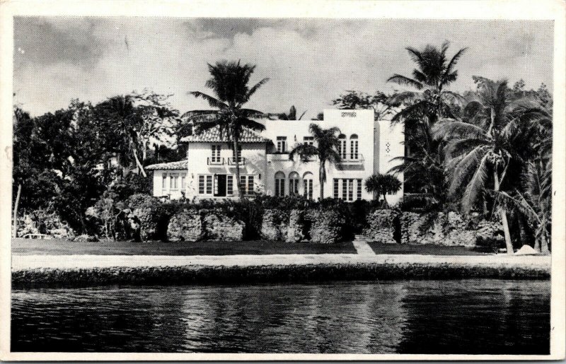 Vtg Residence of James Gilman of Chase National Bank Miami Florida FL Postcard