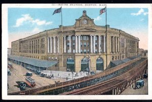 Massachusetts BOSTON South Station Elevated Railway pm1930 Railroad Depot WB