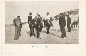 Donkeys, Promenade dans les Dunes Old vintage French real photo postcard