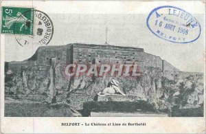 Old Postcard Belfort Castle and Lion of Bartholdi
