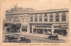 Salinas California Theatre and Elks Building Vintage Postcard AA35030