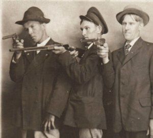 RPPC Men Pistol Shotgun Gun Real Photo Postcard Armed