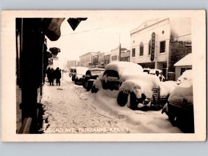 c1949 Second Avenue Ave Fairbanks Alaska AK RPPC Real Photo Postcard