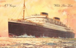 M.V. GEORGIC White Star Line MV Britannic Sister Ship c1930s Vintage Postcard
