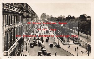 France, Paris, RPPC, La Rue Rivoli, Louvre, 1932 PM, Photo