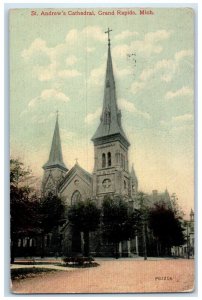 1914 St. Andrew's Cathedral Grand Rapids Grandville Michigan MI Antique Postcard