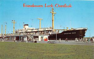 Eisenhower Lock Overlook Freighter Ship Postcard