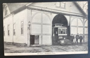 Mint USA Real Picture Postcard Car Barn Westport CT