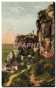 Old Postcard Rocamadour The Rock and the Castle Downstairs the new Hotel