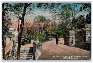 c1910 Driveway on Hot Springs Reservation Hot Springs Arkansas AR Postcard