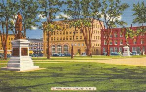 CONCORD New Hampshire NH ~ CAPITOL PLAZA & Street Scene  ca1940's Linen Postcard