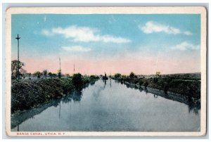 Utica New York NY Postcard Barge Canal Scenic View Creek c1920 Vintage Antique