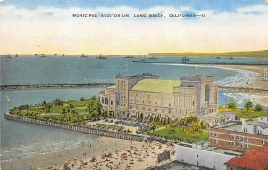 Long Beach California 1940s Postcard Municipal Auditorium