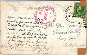 Hotel Sinton Cincinnati Ohio OH Antique Postcard DB PM Cancel WOB Note 