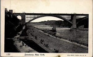 c1900 NEW YORK SPEEDWAY WASHINGTON BRIDGE HORSE DRAWN CARRIAGES POSTCARD 25-294