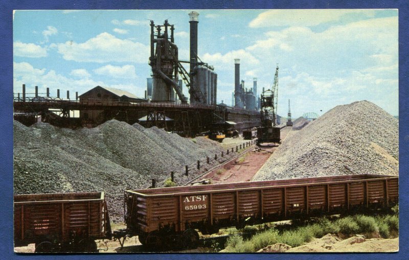 Pueblo Colorado co Fuel & Iron Works ATSF railroad car steel mills postcard