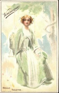 Apollo Theatre VERONIQUE Pretty Woman on Swing c1910 Postcard